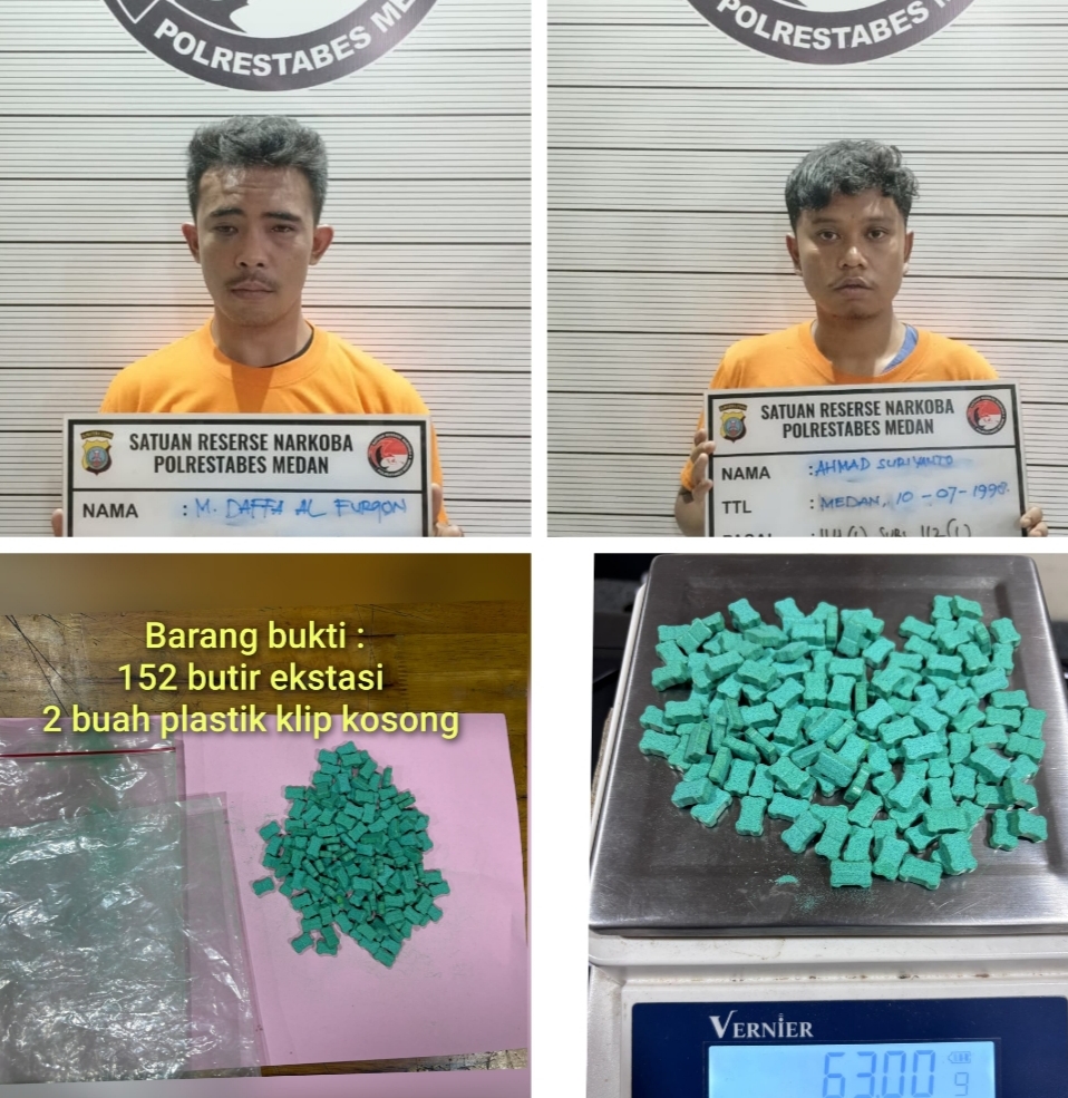 Dua Pengedar Inex Delitua Diringkus, 152 Butir Gagal Jual